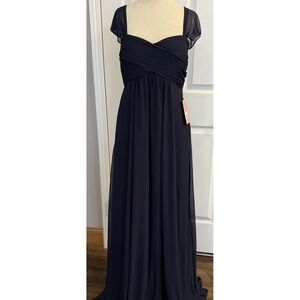 NWT Birdy Grey Prom Bridesmaid Dress Maria Navy Blue MED Chiffon Formal Wedding